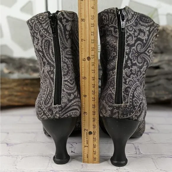 John Fluevog Bellevue DeVere Black Paisley Diamond Perforated Boot